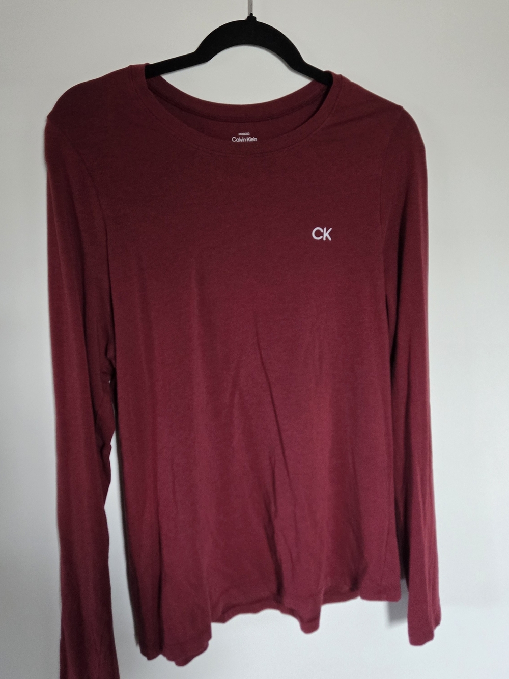 Calvin Klein CK Long Sleeve Tee in Burgundy